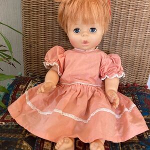 Vintage 1963 Mattel Original Baby Pattaburp Doll With Handmade Dress She Burps